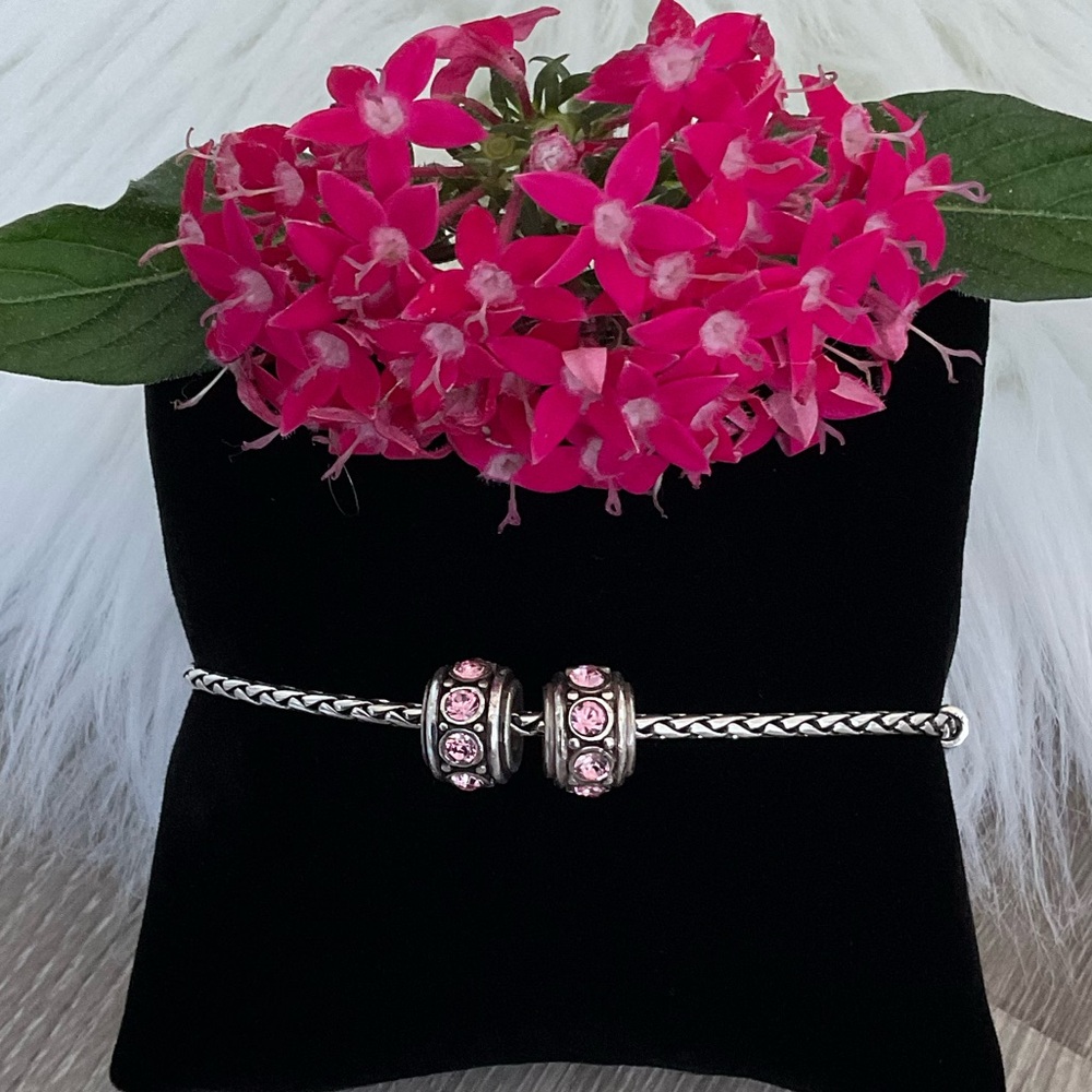 🩷 BRIGHTON Two Retired Pink Crystal Glam Spacer Beads ONLY